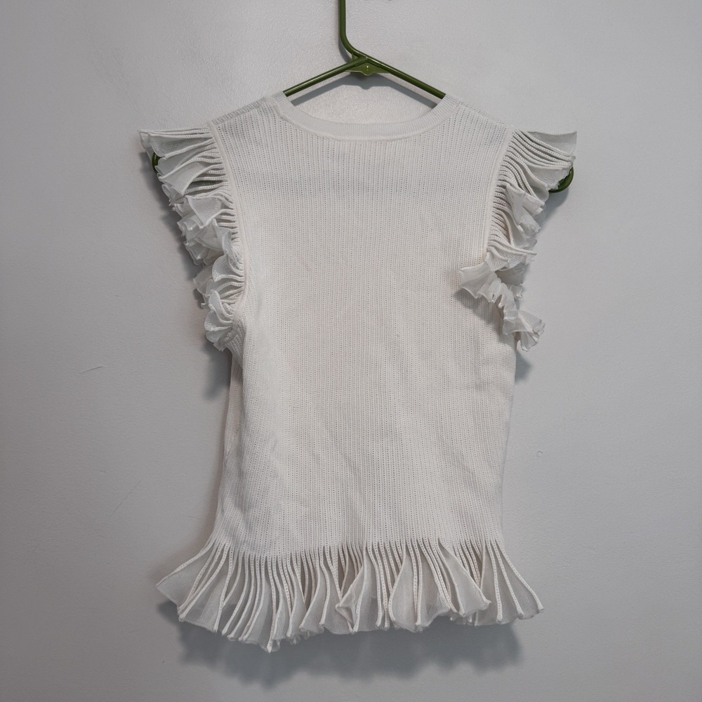 Ulla Johnson NWT Leila Flutter Sleeve and Hem Blouse in Cowrie White Size Large - Picture 5 of 7